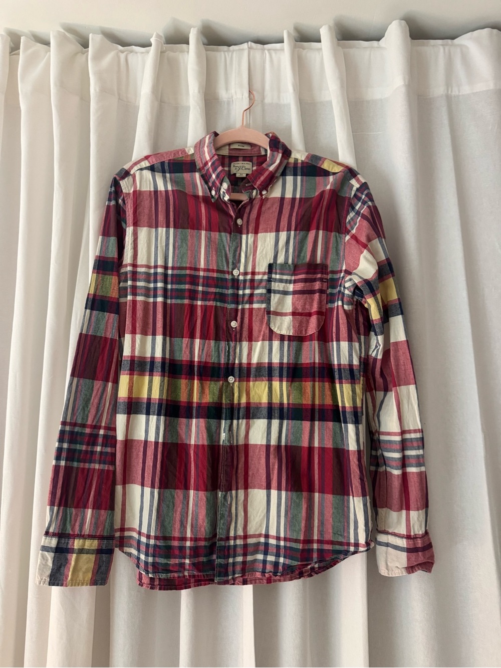 J. Crew Men's Plaid Button-Down Shirt - Red Multi